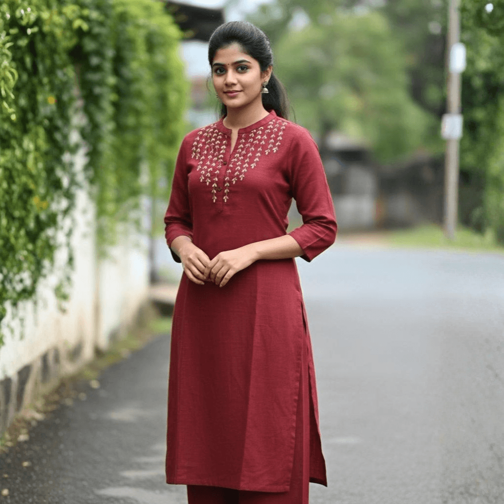 KURTI A-JM (with lining) REDDISH MAROON 