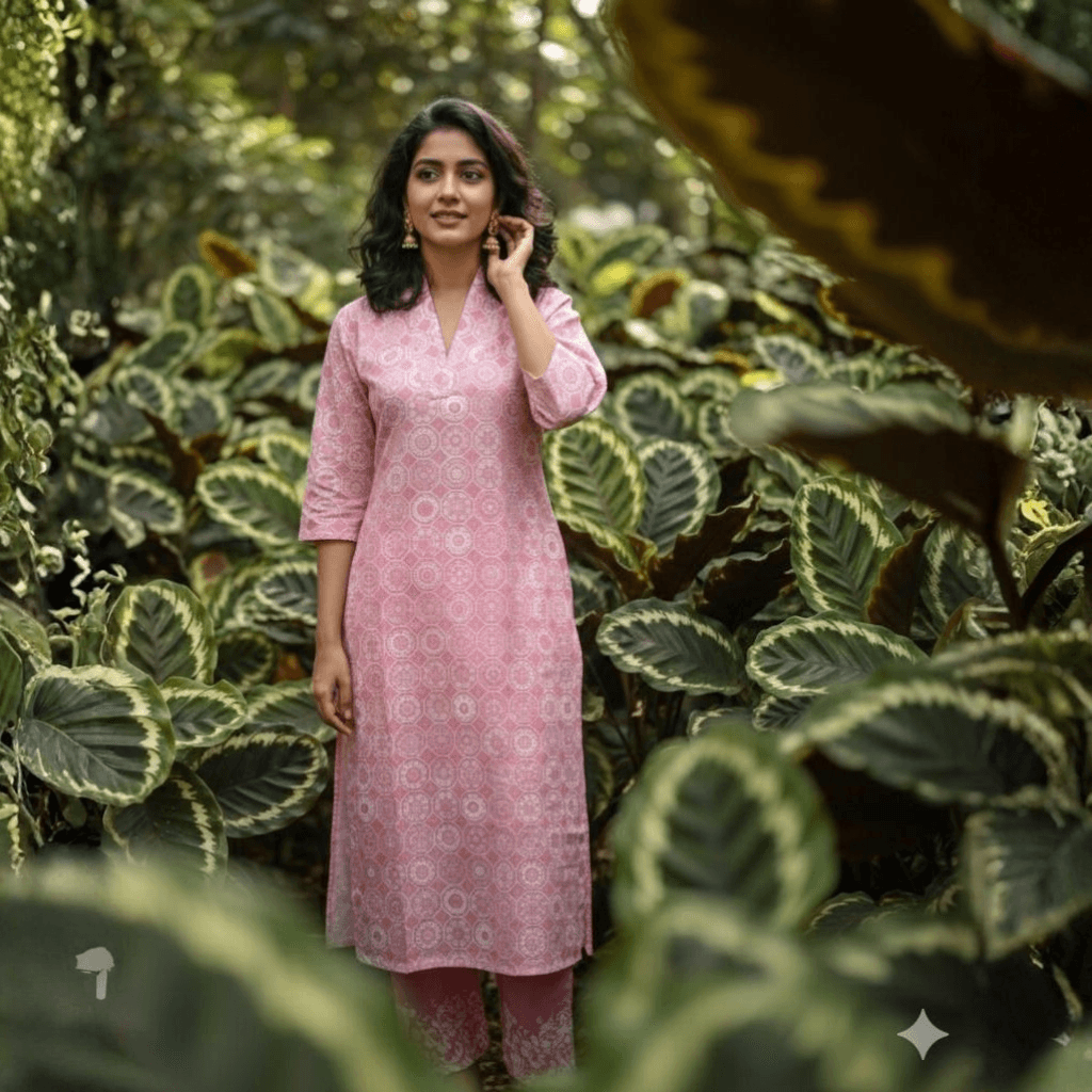 KURTI A-NJ (with lining hakoba codeset) PINK WHISPER