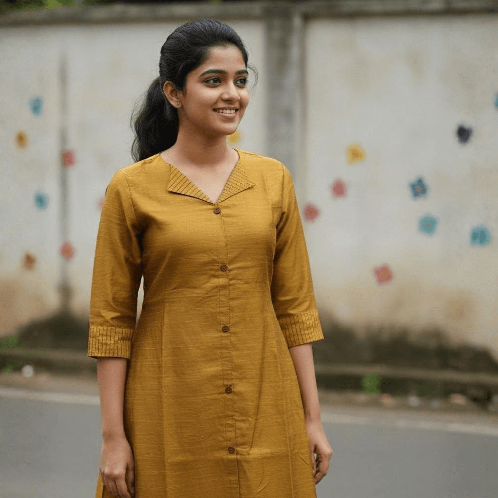 GOLDEN EARTH KURTI ( WITH LINING A LINE )