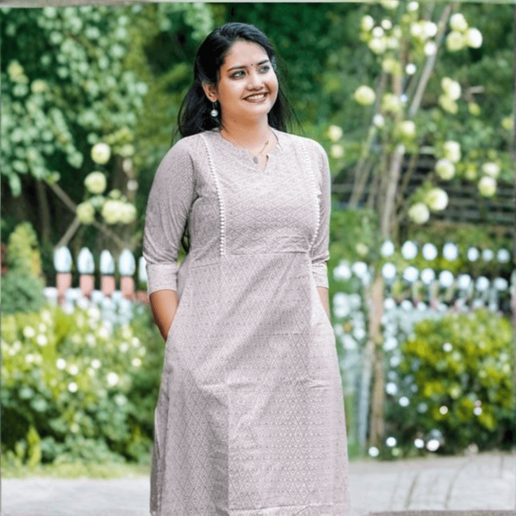 IVORY BLOOM KURTI ( WITH LINING A LINE )