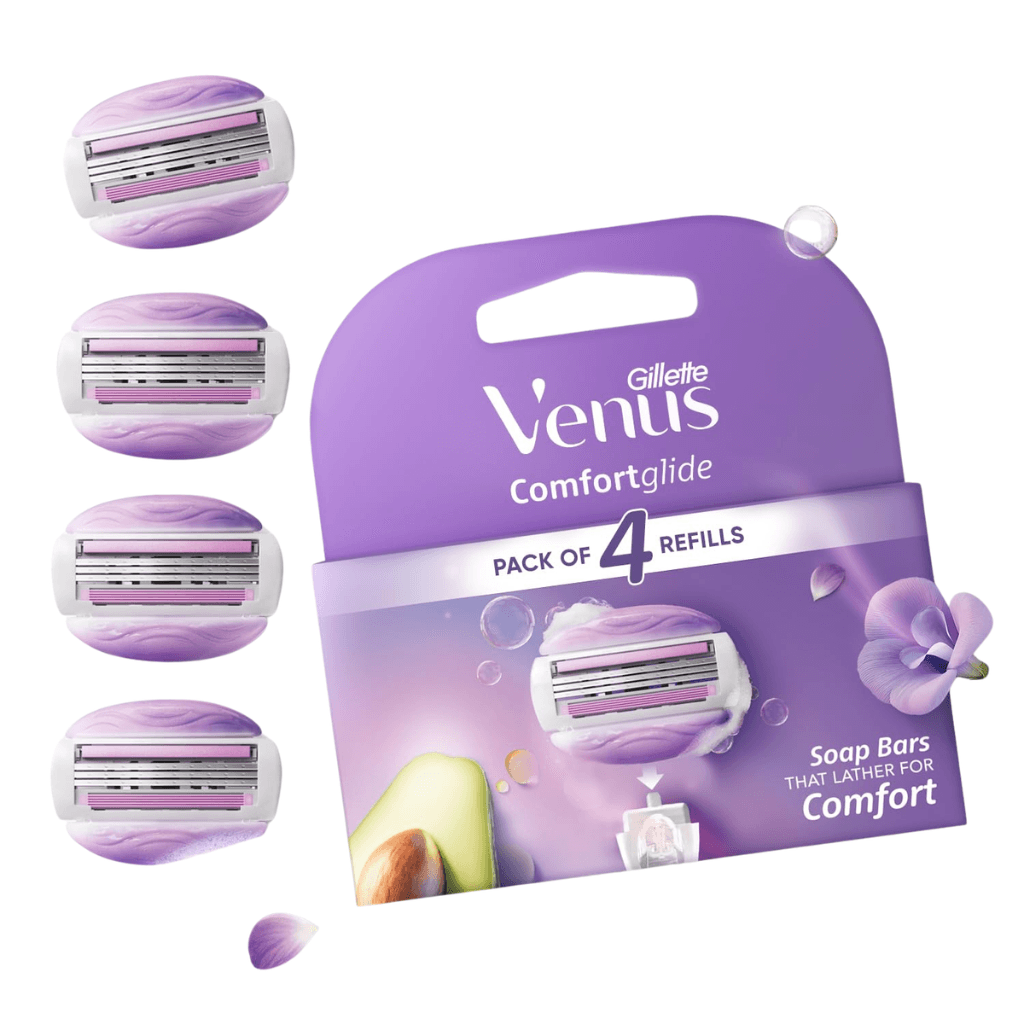 Gillette Venus Comfort glide Hair Removal Razor Blades/Refills for Women - 4 Pieces