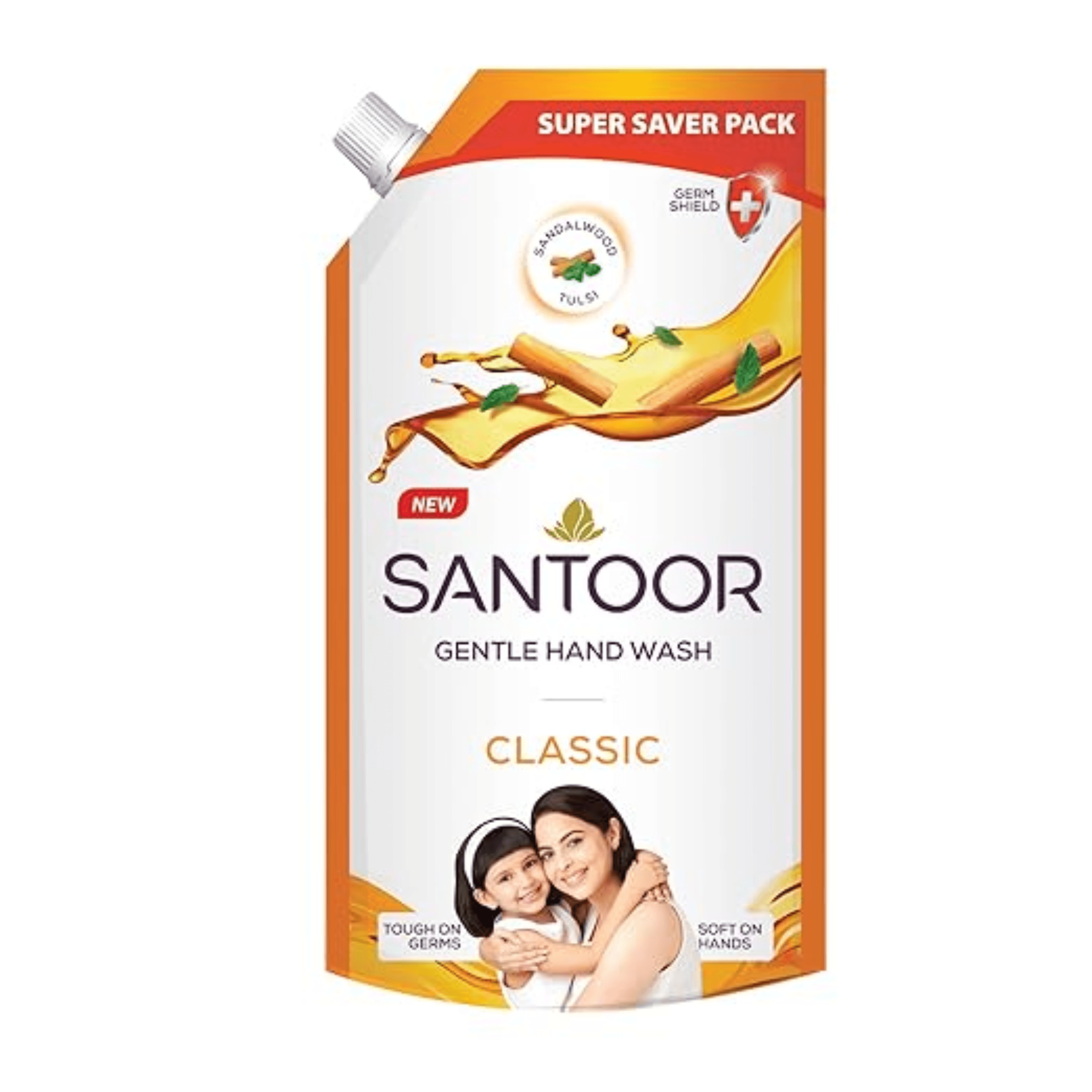 Santoor Classic Gentle Hand Wash with Natural goodness of Sandalwood & Tulsi, 650ml