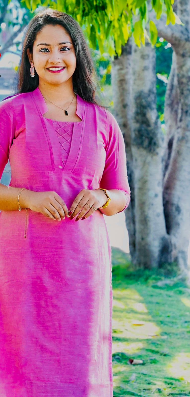 CRISS-CROSS ROSE KURTI(WITH LINING)