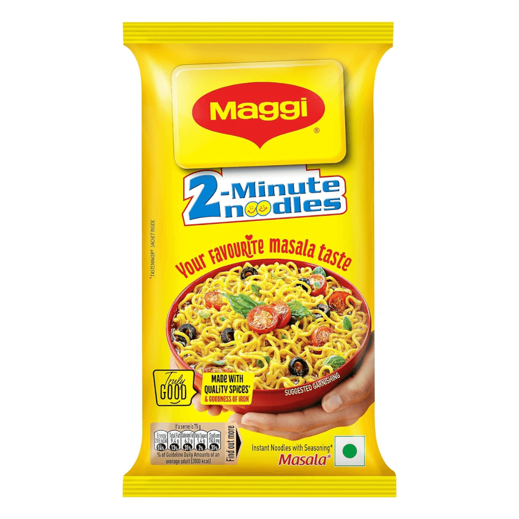 MAGGI 2-Minute Instant Noodles, Favourite Masala Taste, Masala Noodles With Goodness Of Iron, Made With Choicest Quality Spices, 150g Pouch