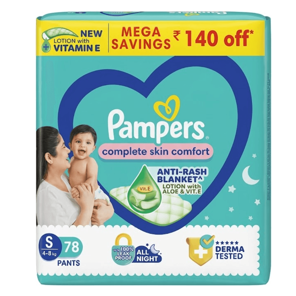 Pampers All Round Protection Pants Style Baby Diapers Small (S) Size 78 Count 4-8 kg