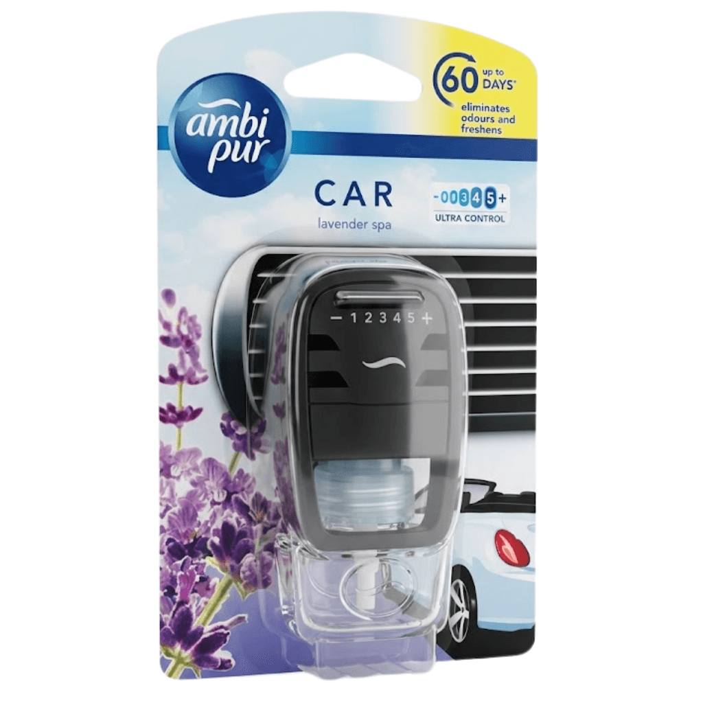 AMBI PUR CAR LAVENDER SPA ELIMINATES ODOURS AND FRESHENS UP TO 60 DAYS