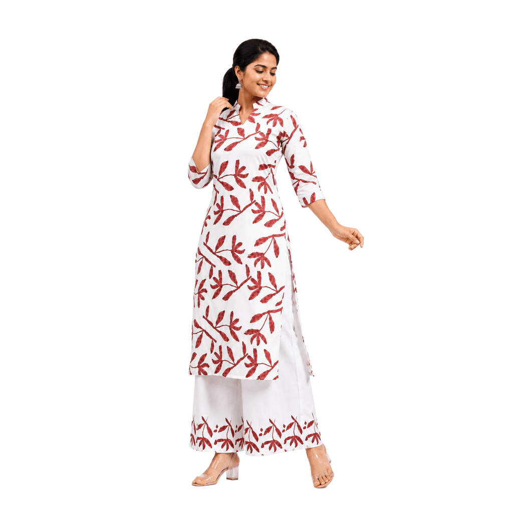 KURTI A-NK(with lining hakoba codeset) M FLORAL TRAIL IVORY 