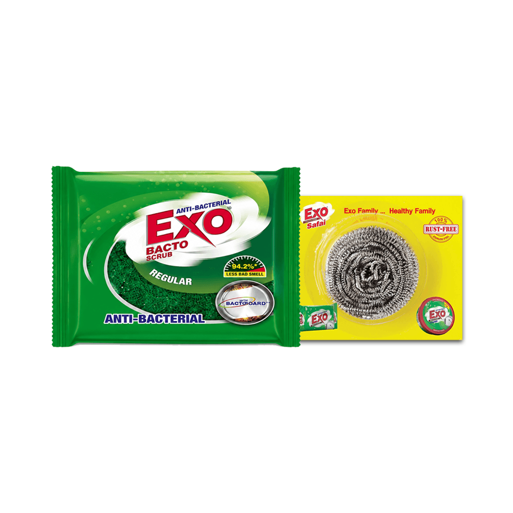 Exo Safai Scrubber Combo (Bacto Scrubber X2, Safaii Steel Scrubber X1)
