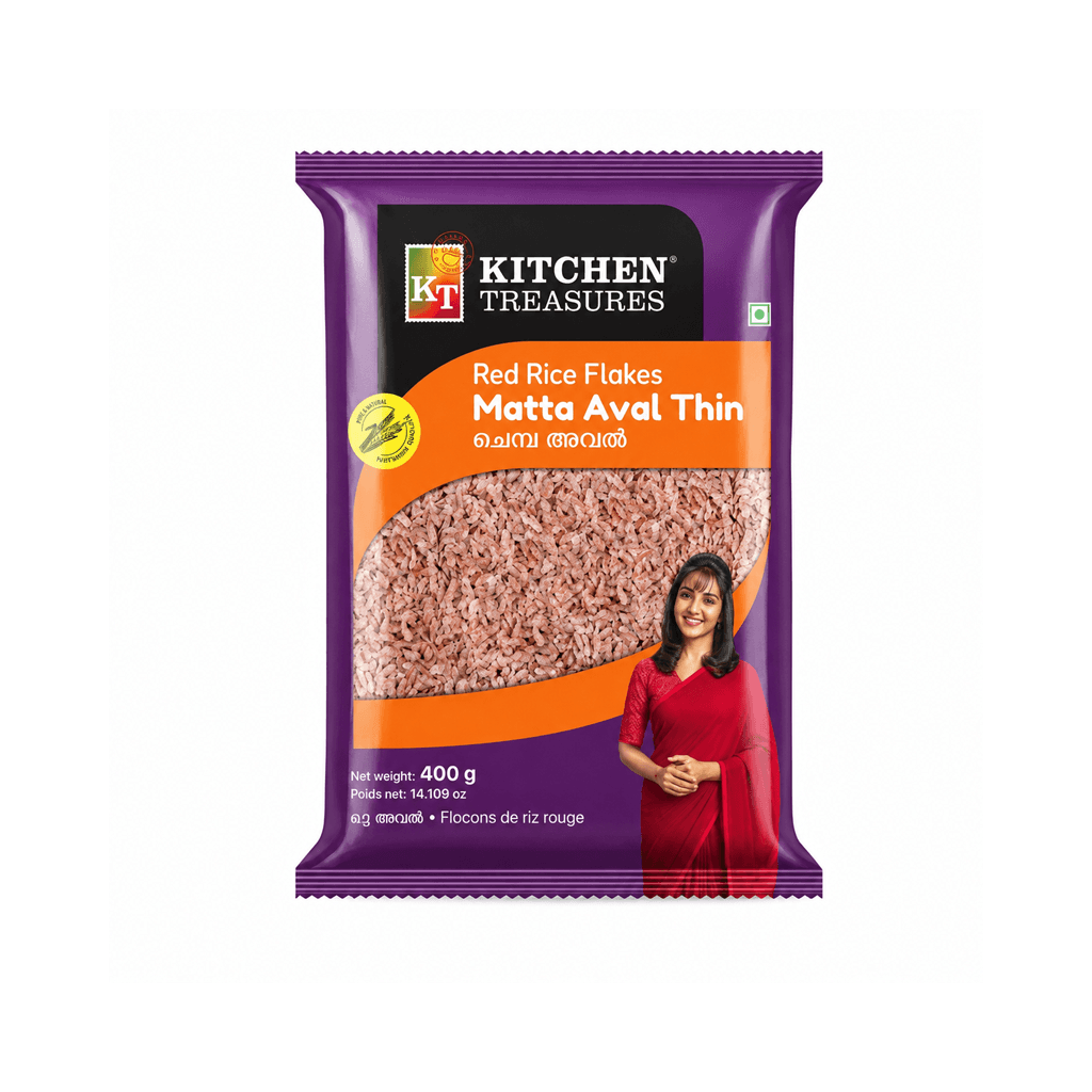 KITCHEN TREASURES RED RICE FLAKES THIN 400gm