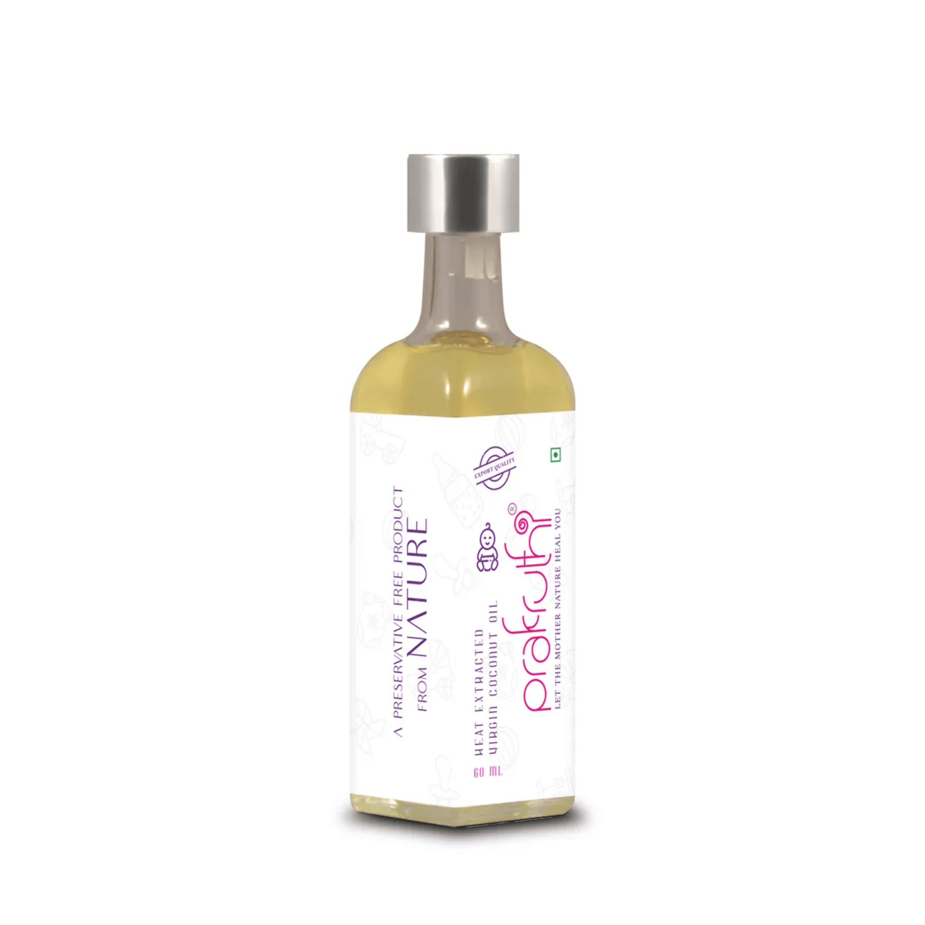 Prakruthi Pure Baby Massage Oil | Heat Extracted Virgin Coconut Oil (Ventha Velichenna) | Traditional | For Newborns, Babies, Toddlers | Urukku Velichenna | Nourish, Protect, Boost Immunity | 60 ml