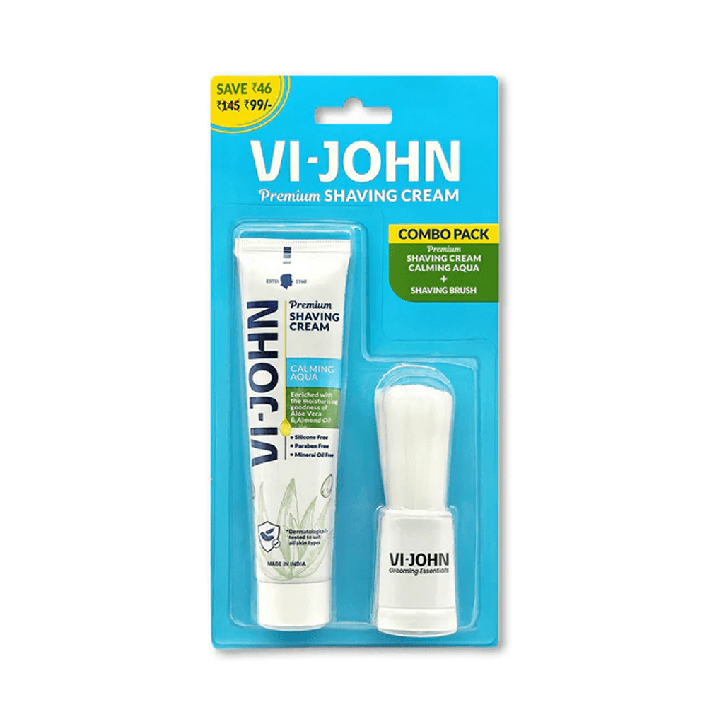 VI- Johns Calming Aqua Shaving Cream with Brush Combo