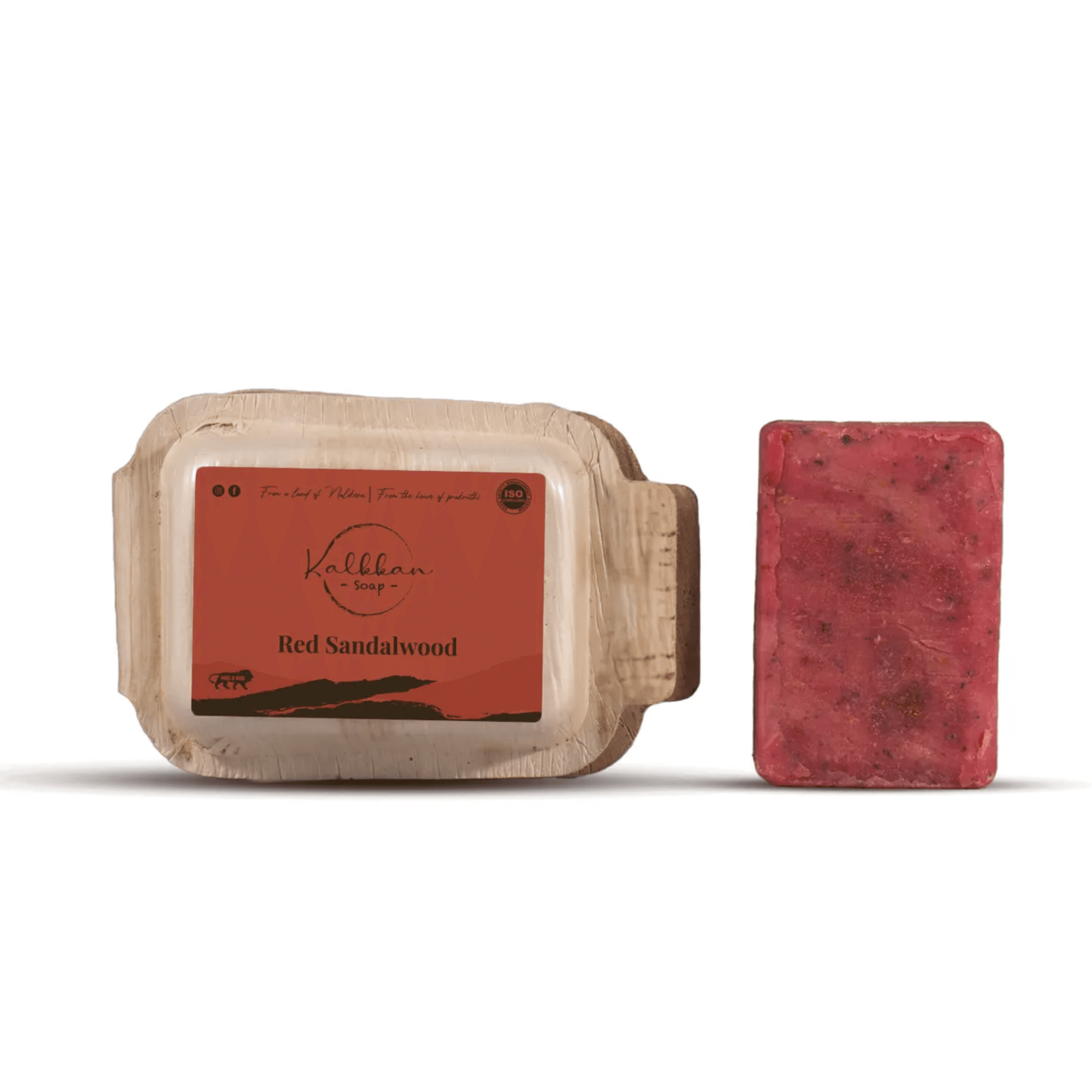 Kalkkan Ayurvedic Natural Red Sandal Scrub Soap | Made with pure heat-extracted virgin coconut oil | Deep Cleansing, Moisturizing, with Antioxidants | For all skin types | 100g pack of 3