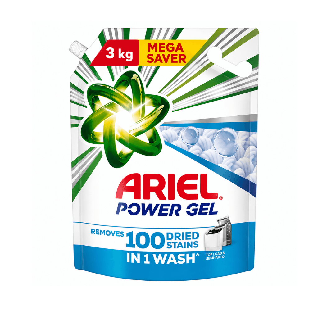 Ariel Power Gel Liquid Detergent for Top Load & Semi Auto – 3kg | Removes 100 Dried Stains in 1 Wash | Faster Dissolving | Long-Lasting Fragrance | Color Protection | At the price of Powders