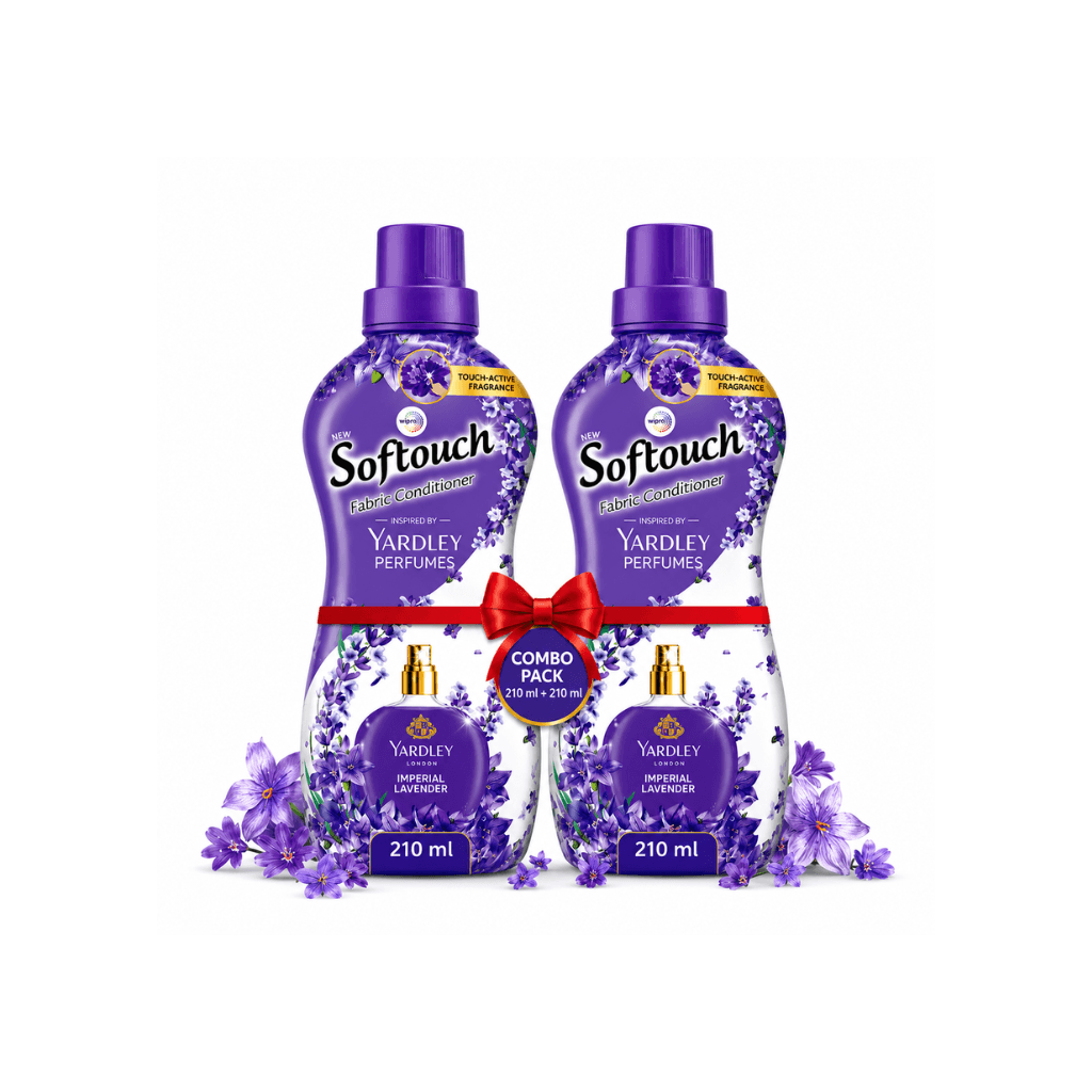 Softouch Yardley Imperial Lavender 210ml+210 ml (PACK OF 2) Fabric Conditioner | Long lasting fragrance for clothes
