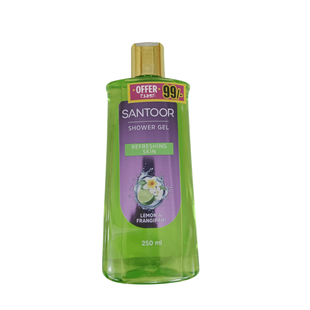 SANTOOR BODYWASH 250 MLSantoor Refreshing Shower Gel With Natural Lemon & Frangipani Extracts| For Men & Women| For Soft and Fresh Skin| Suitable For All Skin Types| No Parabens| No Silicones| 250ml
