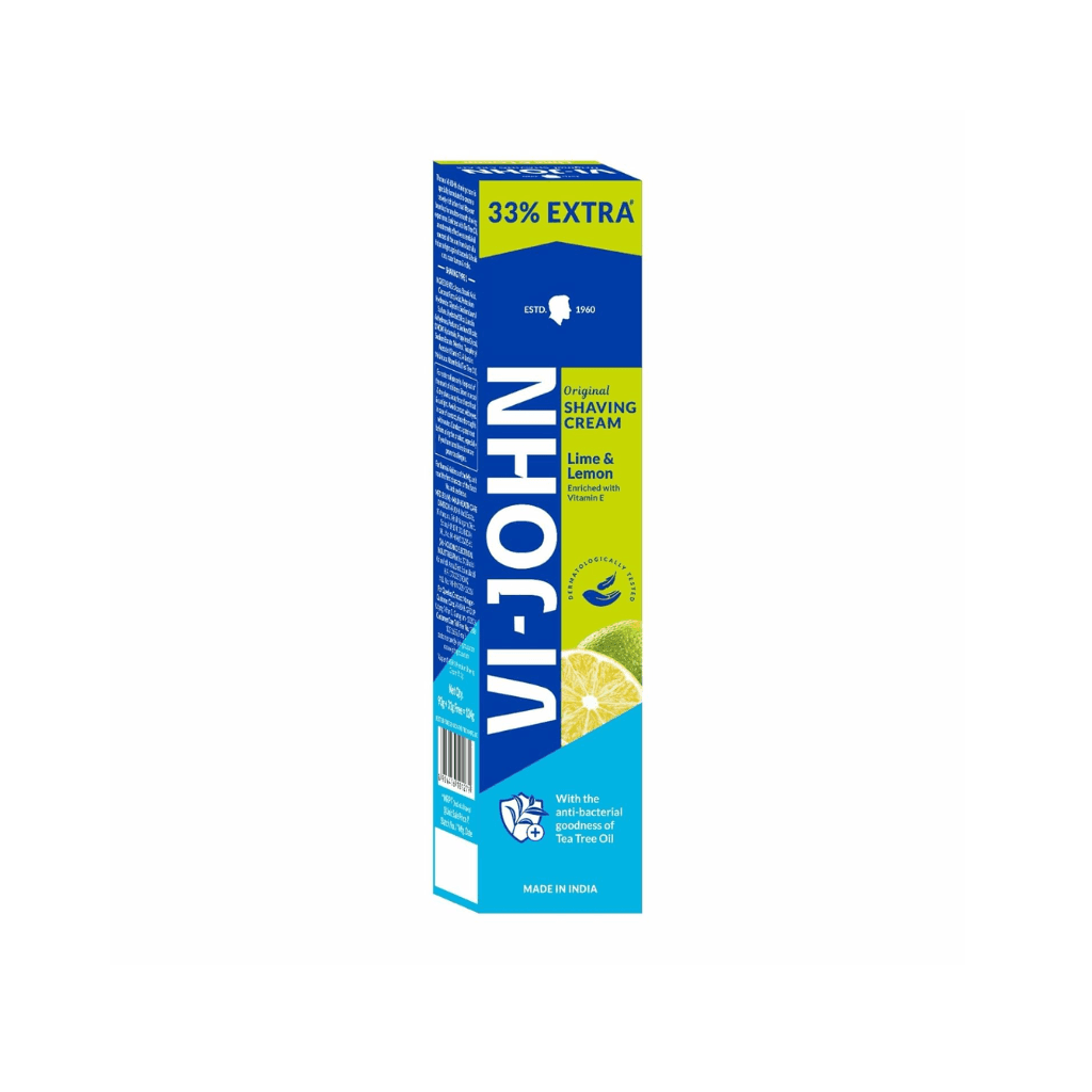 VI JOHN Lime & Lemon Shaving Cream - 124 gm Tube