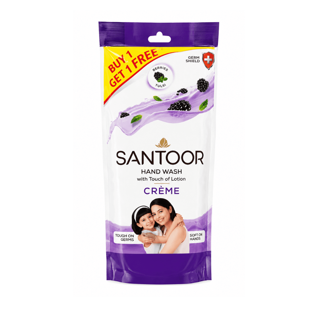 Santoor Creme Hand Wash - Berries & Tulsi 180 ml (Pack of 2)