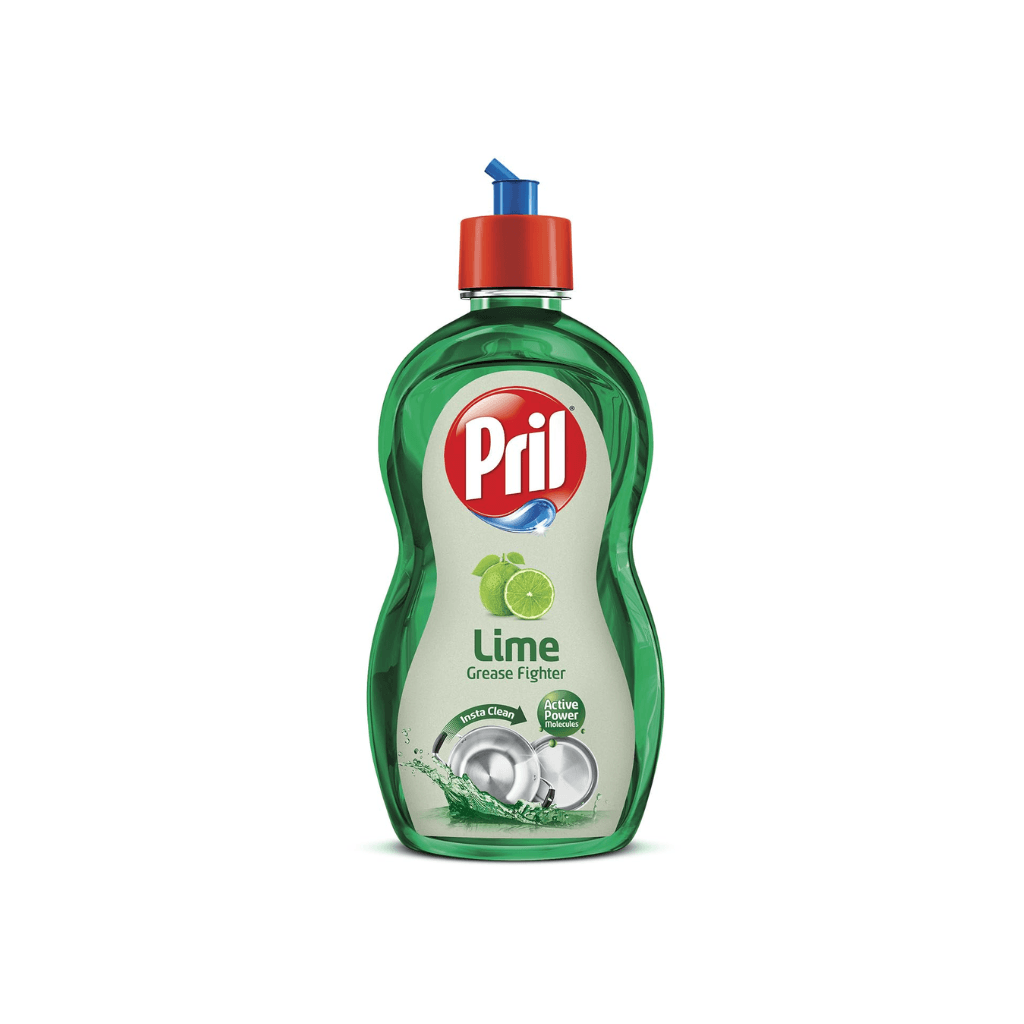 Pril Lime Liquid Dishwash Gel - 225ml | Dish Cleaning Liquid Gel with German Technology - Active Power Molecules Leaves No Residue, Grease Cleaner For All Types of Utensils
