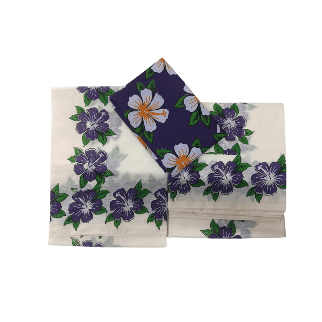 MURAL HIBISCUS LAVENDER  SETTUMUND WITH COTTON BLOUSE 