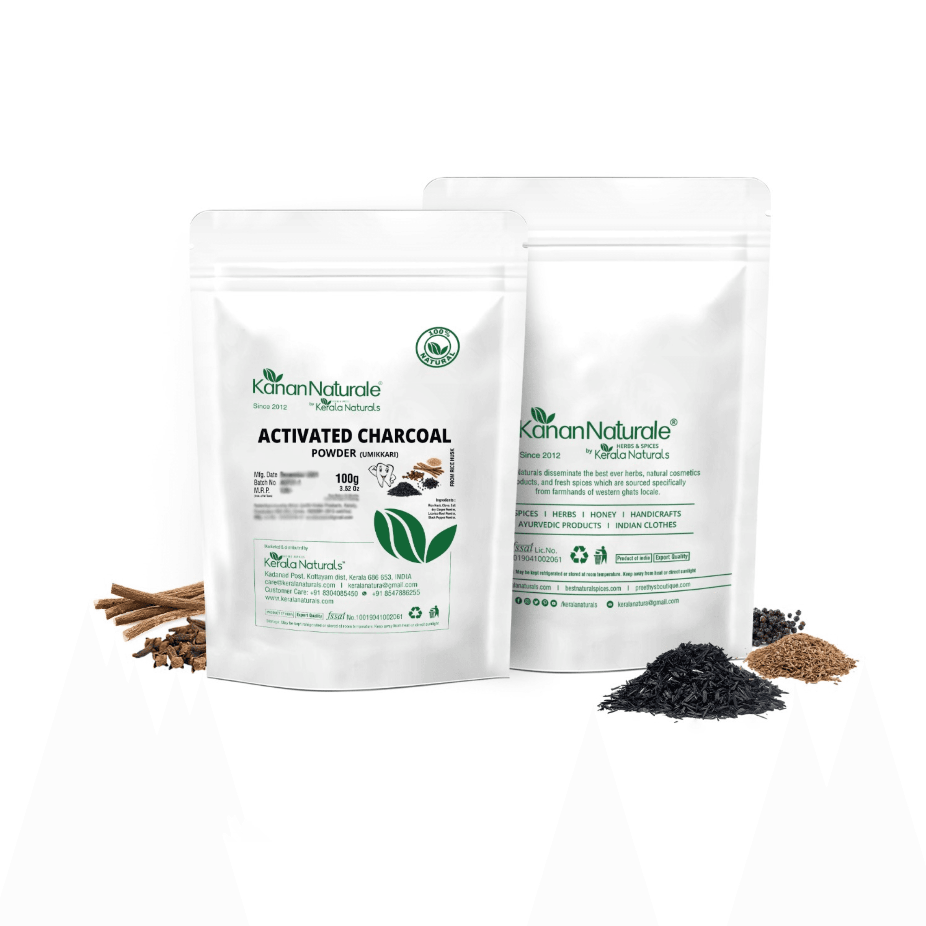 KERALA NATURALS - Activated Charcoal From Rice Husk 100g