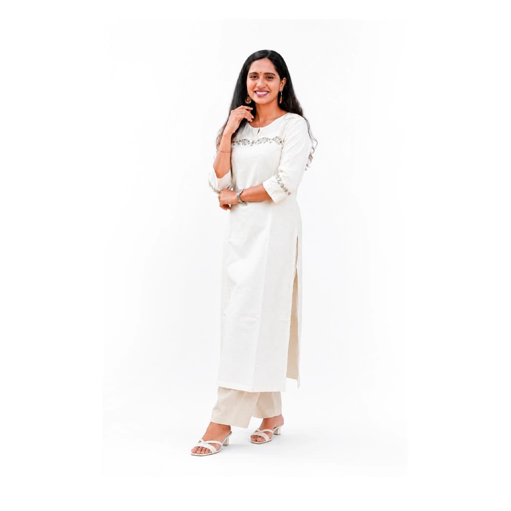  PEARL WHITE KURTI(WITH LINING)