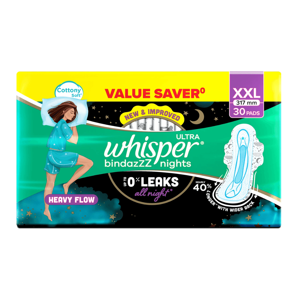 WHISPER BINDAZZZ NIGHTS XXL SANITARY PADS 30 PADS