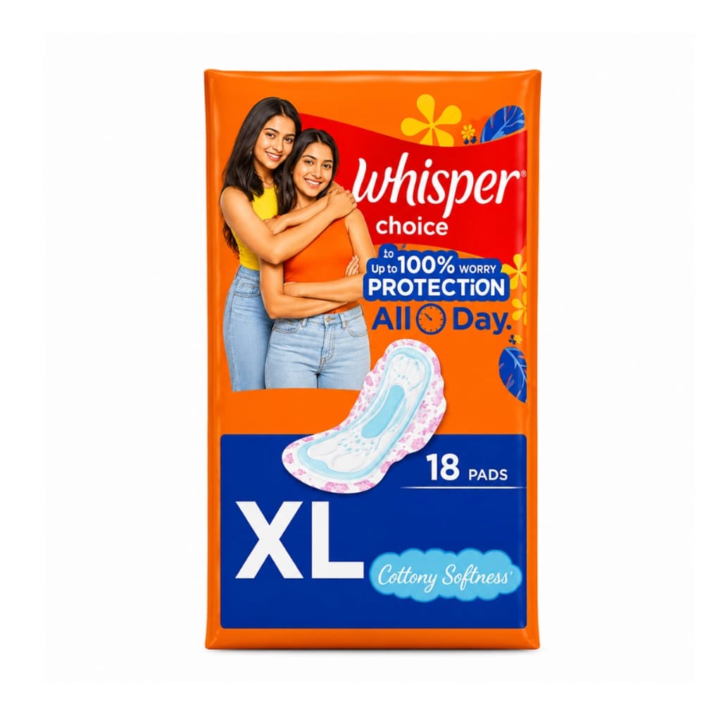 WHISPER CHOICE SANITORY PADS  XL WINGS 18 PADS PACK OF 1 