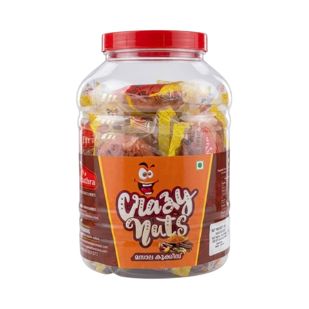 NAKSHATHRA BAKERS & SAVOURIES - MASALA COOKIES JAR PACK (2 COOKIES × 20 POUCHES) 800G
