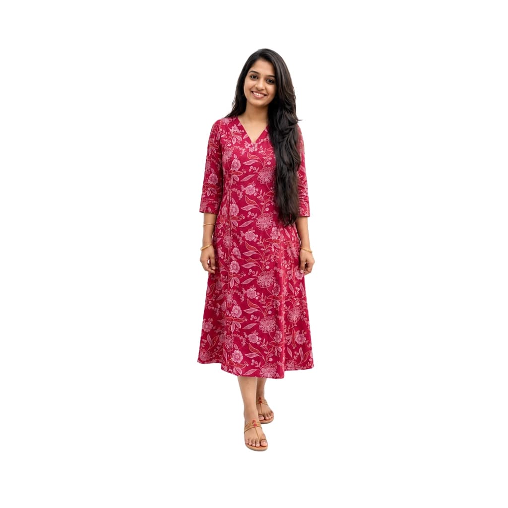 BERRY PINK KURTI ( A line feeding top) 