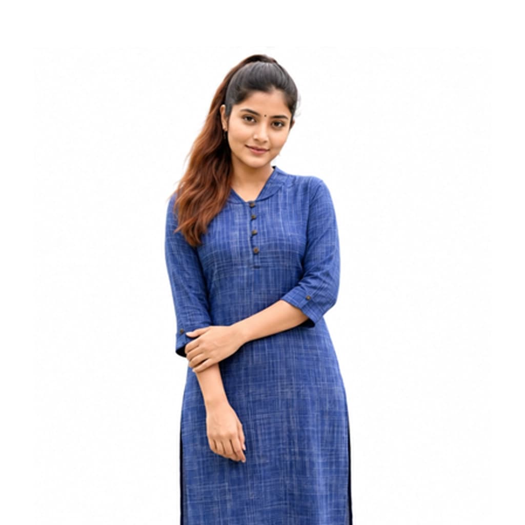 KURTI A-JH ELEGANCE BLUE BUTTON 