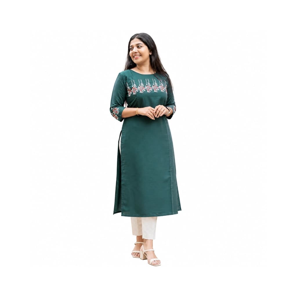 EMERALD GREEN KURTI (  WITH LINING )