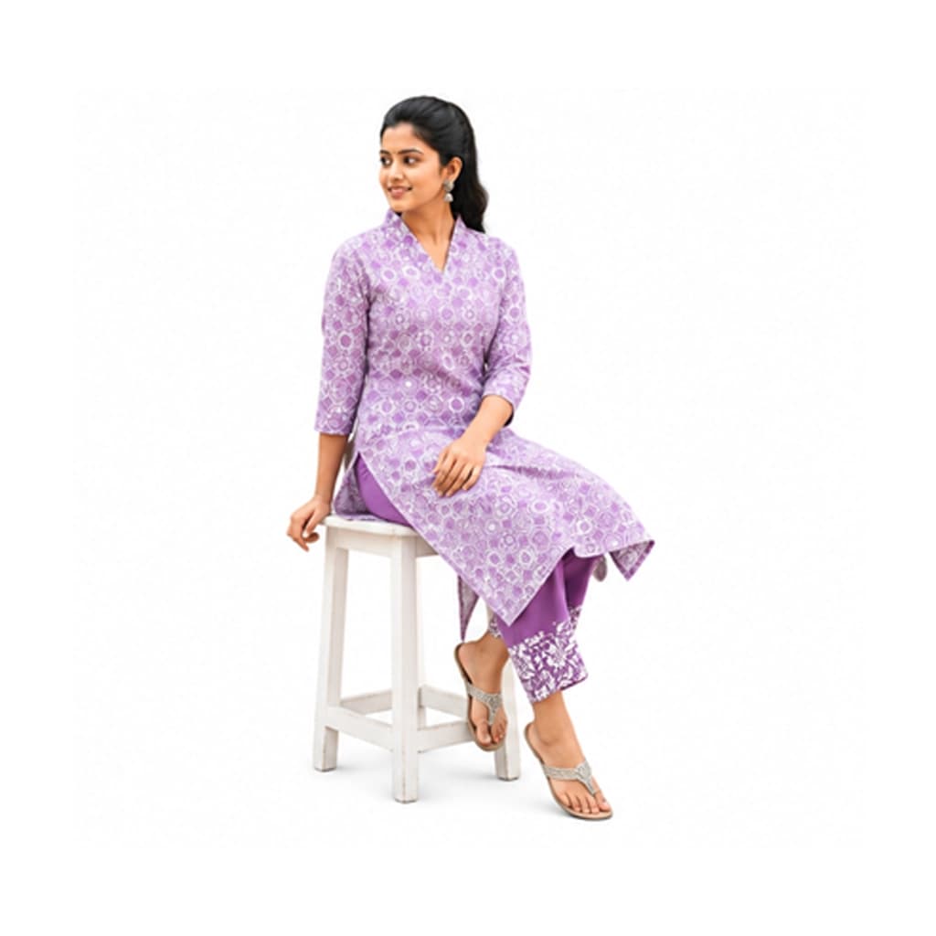 KURTI A-NJ (with lining hakoba codeset)LAVENDER WHISPER
