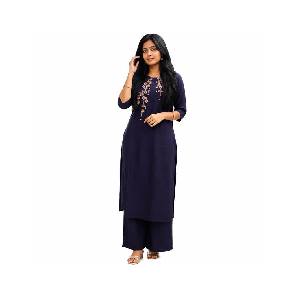 MIDNIGHT VIOLET KURTI ( WITH LINING A LINE )