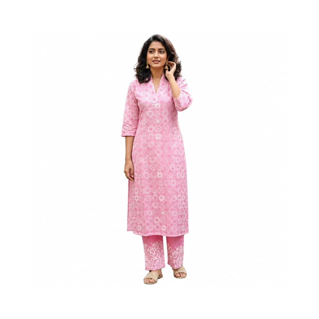 KURTI A-NJ (with lining hakoba codeset) PINK WHISPER