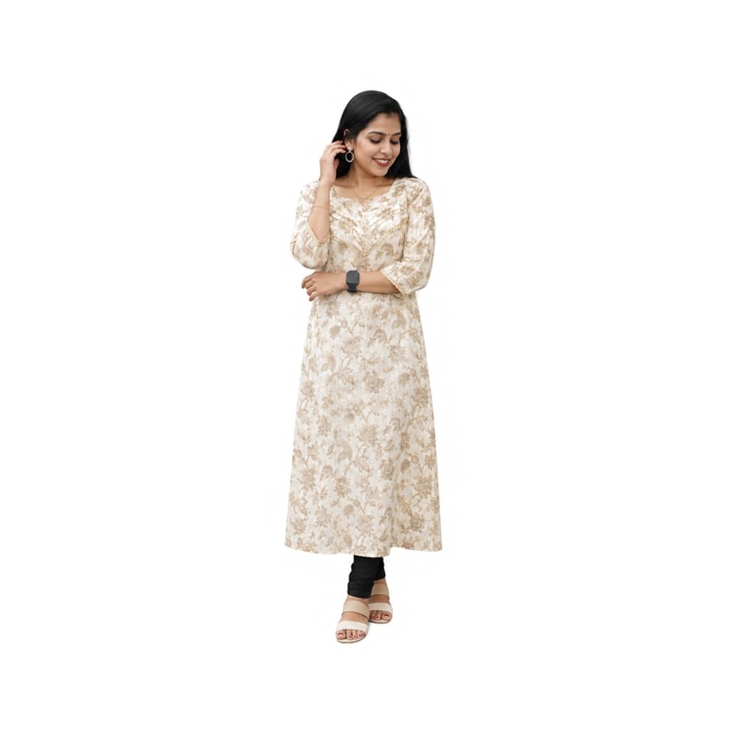 SOFT CREAM KURTI ( WITH LINING )