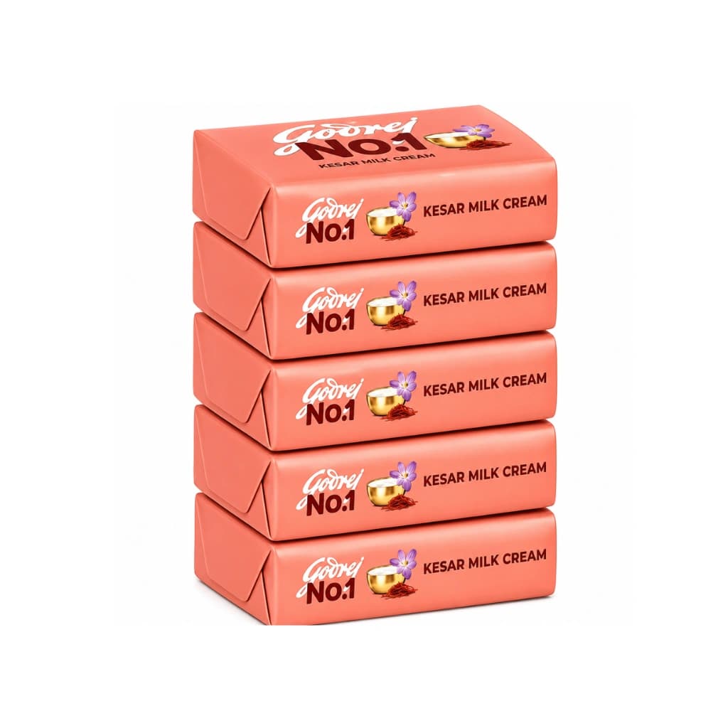 GODREJ NO.1 KESAR & MILK CREAM BATH SOAP 100G (4+1 FREE VALUE PACK)