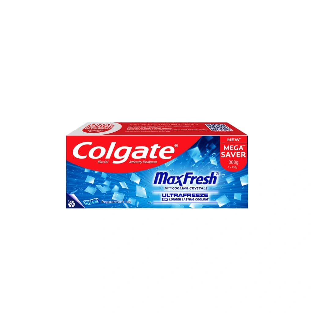 COLGATE MAXFRESH ANTICAVITY TOOTHPASTE BLUEGEL  2*150GM 300GM