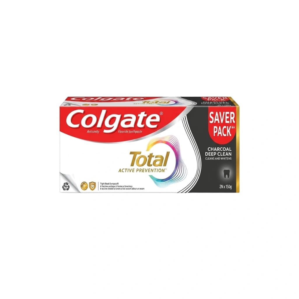 COLGATE TOTAL ACTIVE PREVENTION CHARCOAL DEEP CLEAN 2*150 GM