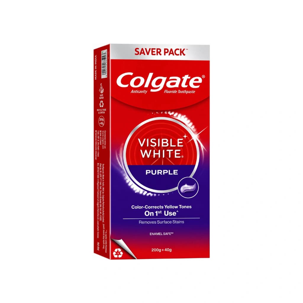 COLGATE  VISIBLE WHITE TOOTHPASTE WITH PURPLE 240 GM