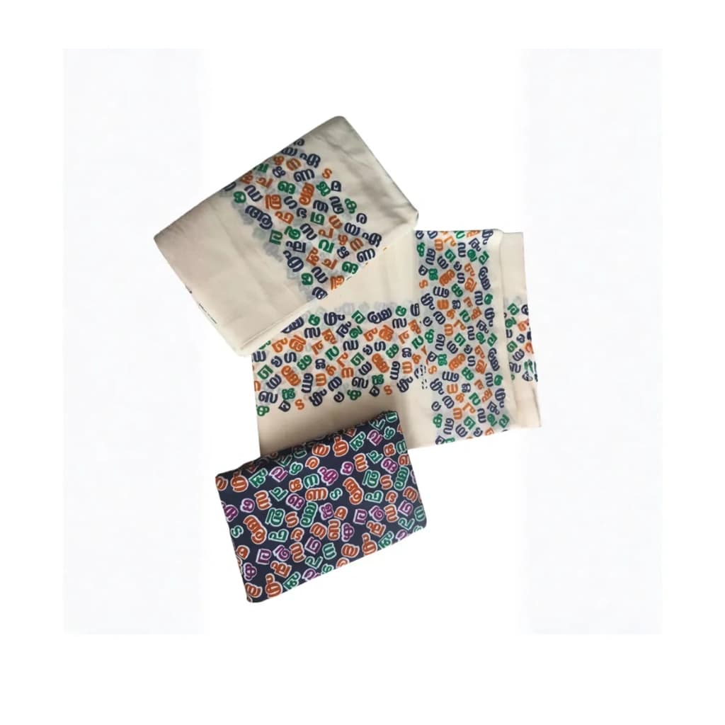 AKSHARAMALA PRINT COTTON SETTUMUND WITH BLOUSE