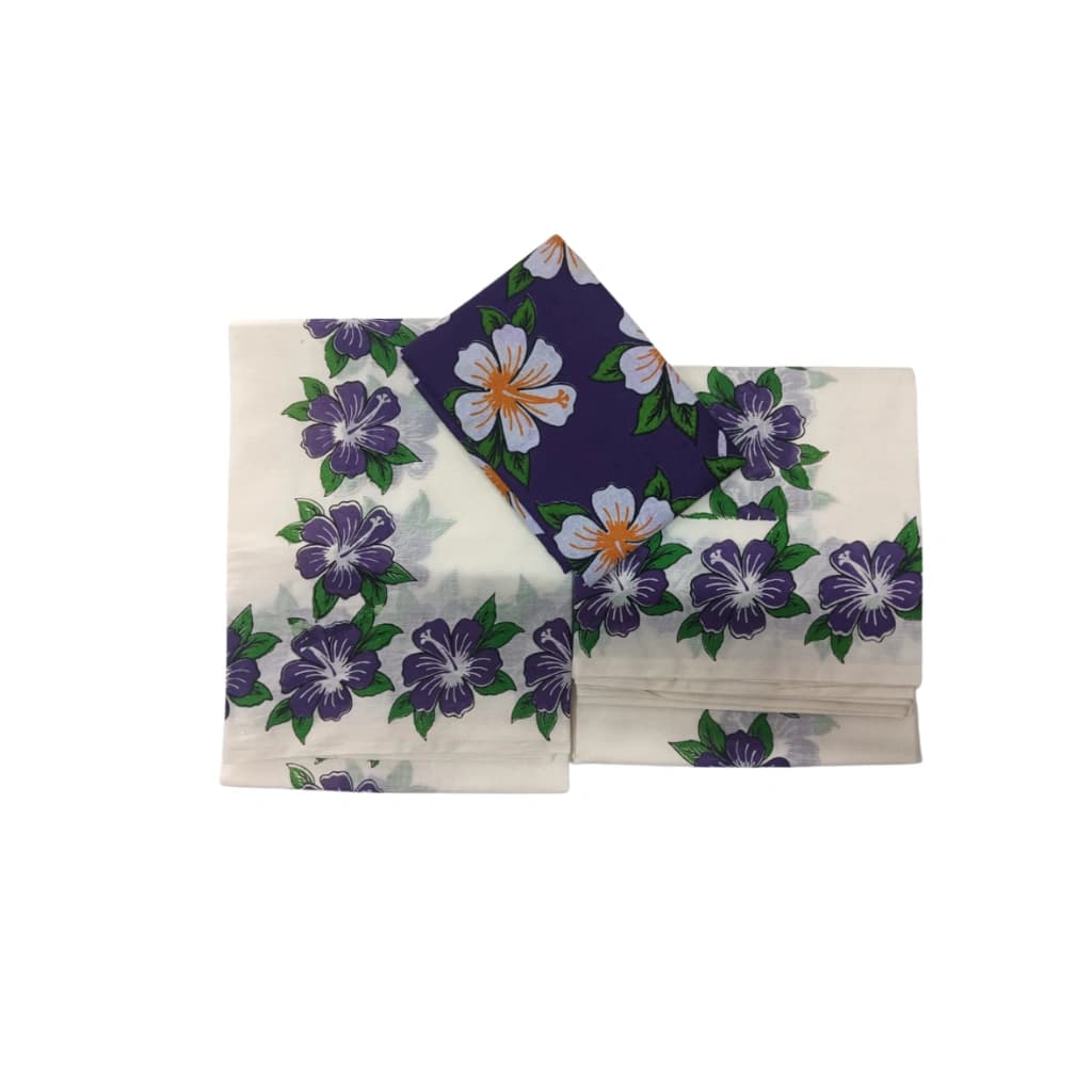 MURAL HIBISCUS LAVENDER SETTUMUND WITH COTTON BLOUSE