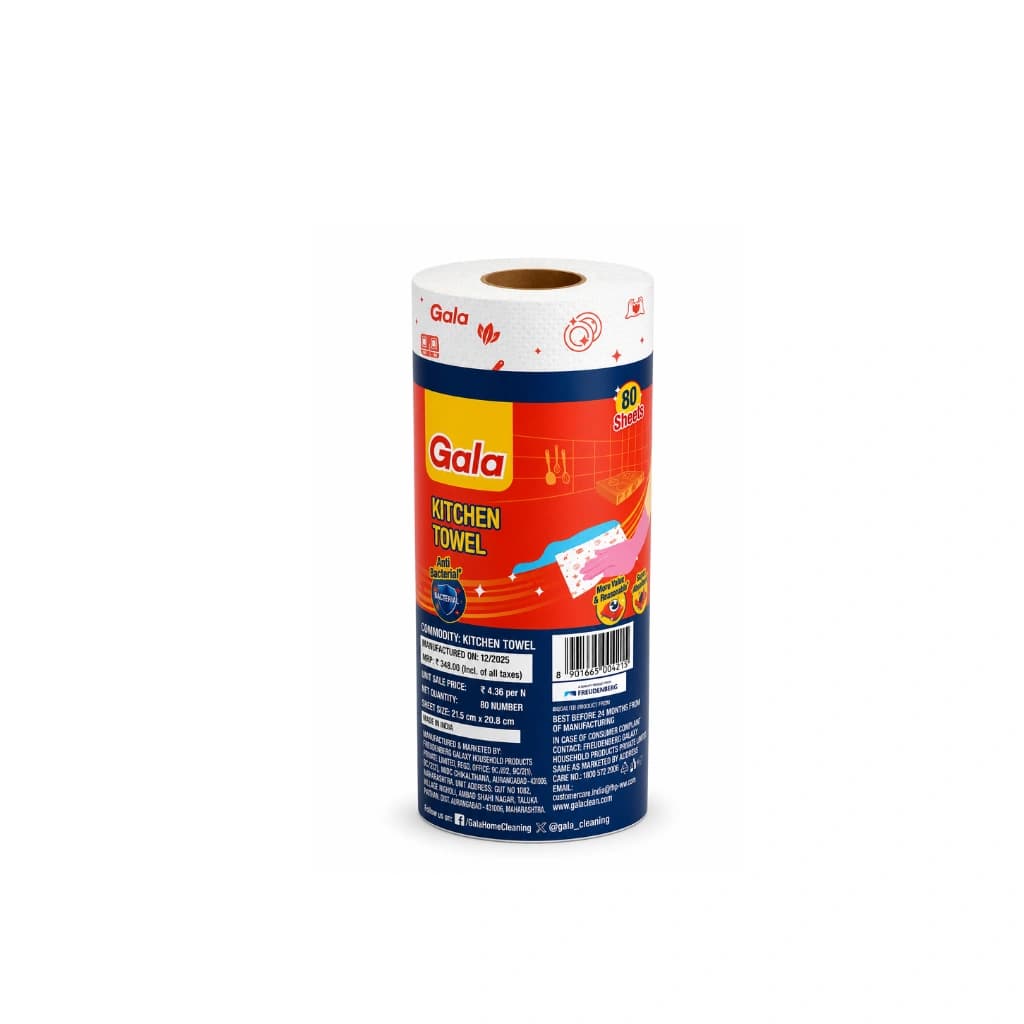GALA REUSBLE KITCHEN TOWEL ROLL 80 WASHABLE WIPES PER SHEET