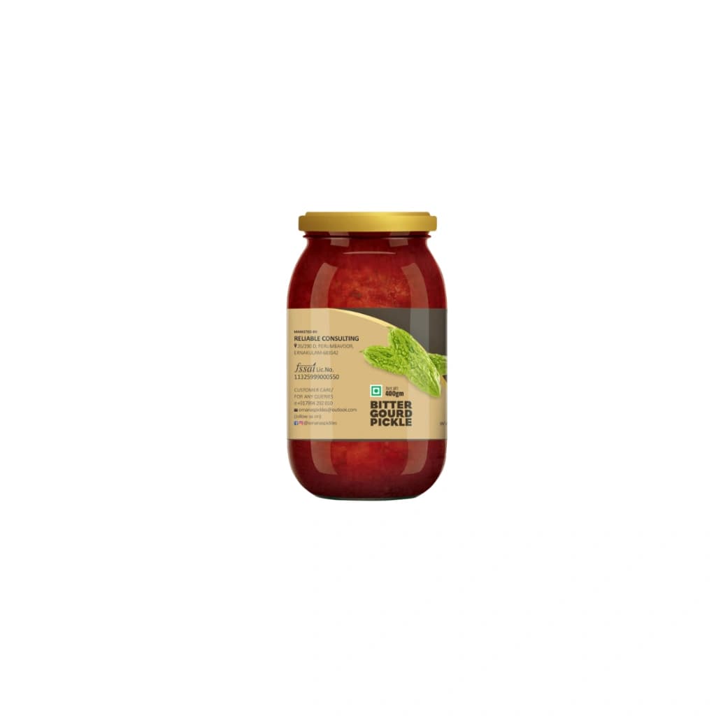 OMANAS PICKLES FRESH BITTER GOURD & JAGGERY HOMEMADE KERALA PICKLE 400G