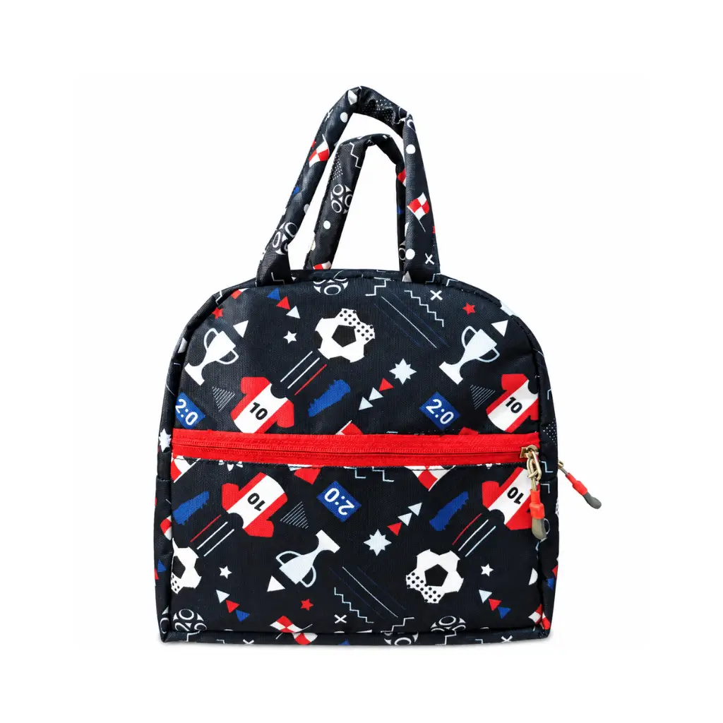 PREMIUM BLACK SPORTS PRINT TIFFIN BOX POUCH