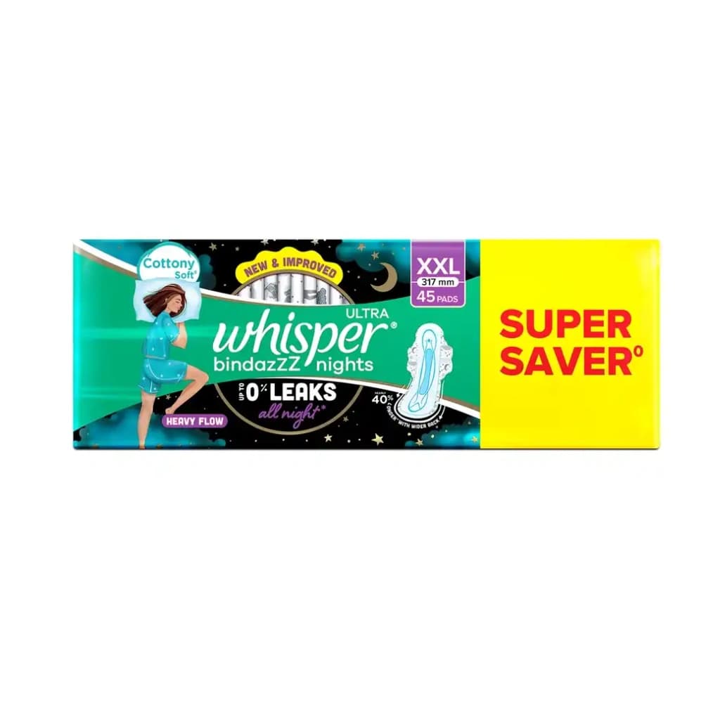 WHISPER BINDAZZZ NIGHTS XXL SANITARY PADS 45 PADS