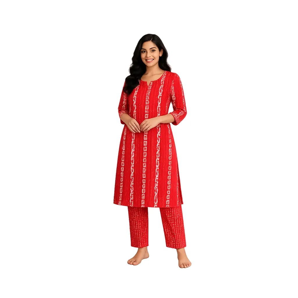 MK FABRICS SLIT TOP RED AND WHITE
