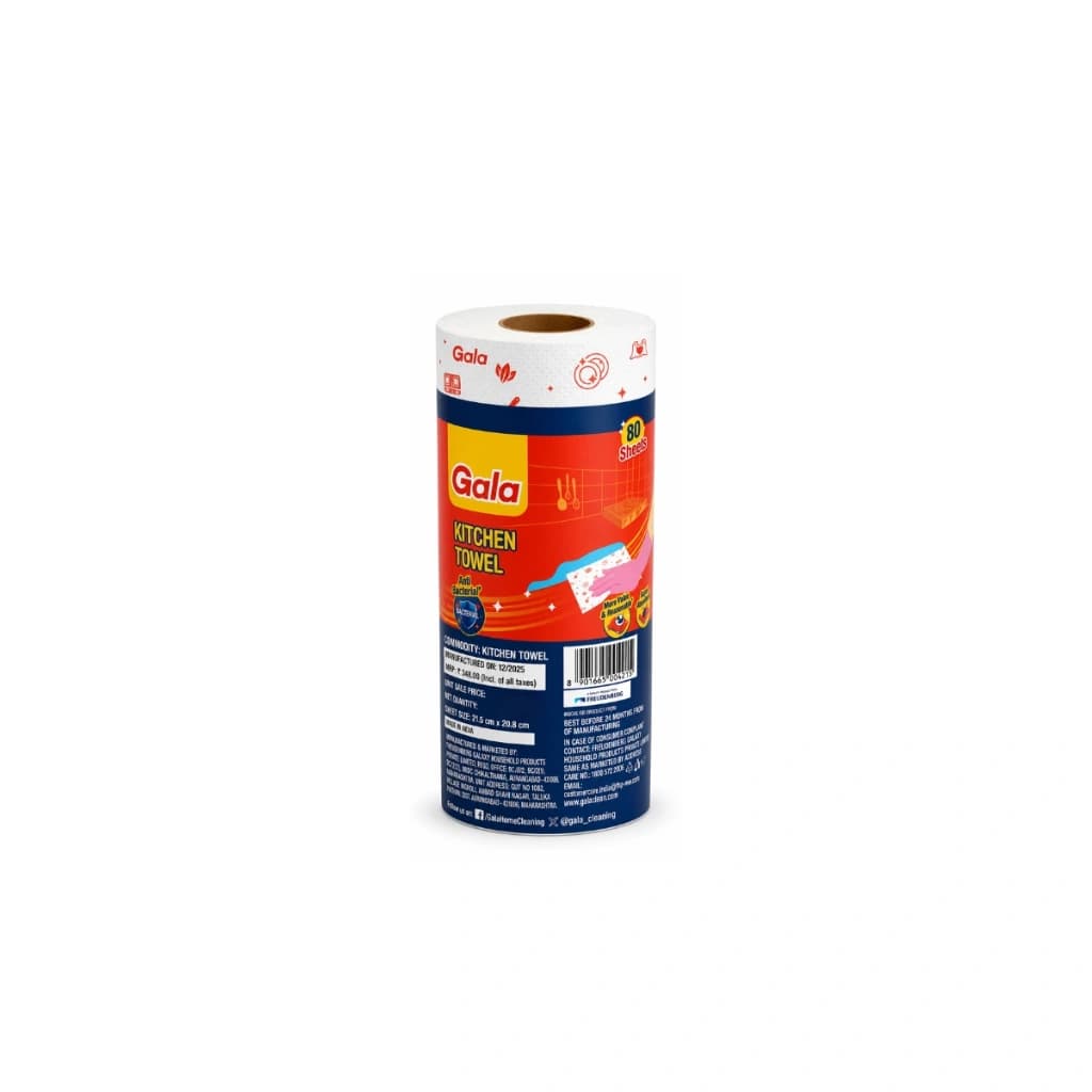 GALA REUSABLE KITCHEN TOWEL ROLL 80 WASHABLE WIPES PER SHEET