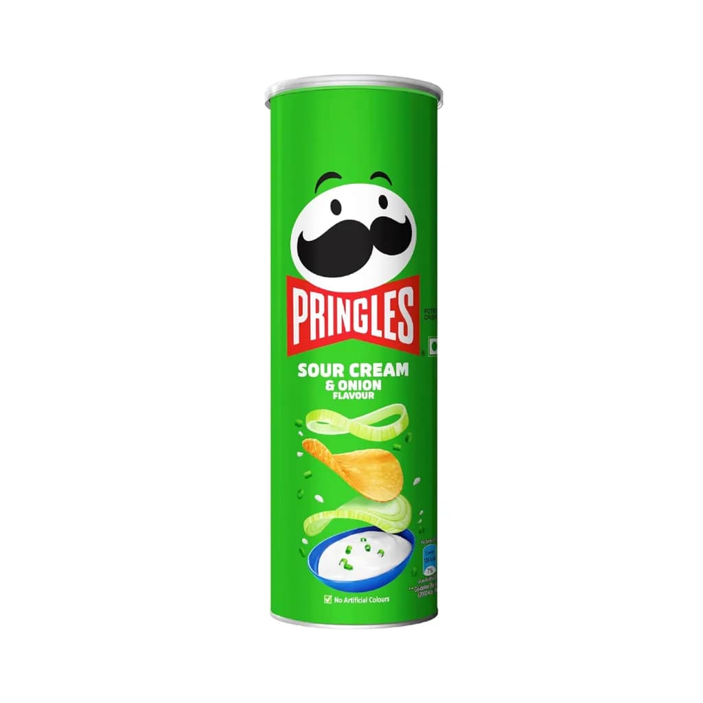 PRINGLES SOUR CREAM & ONION FLAVOUR POTATO CHIPS 107 GM