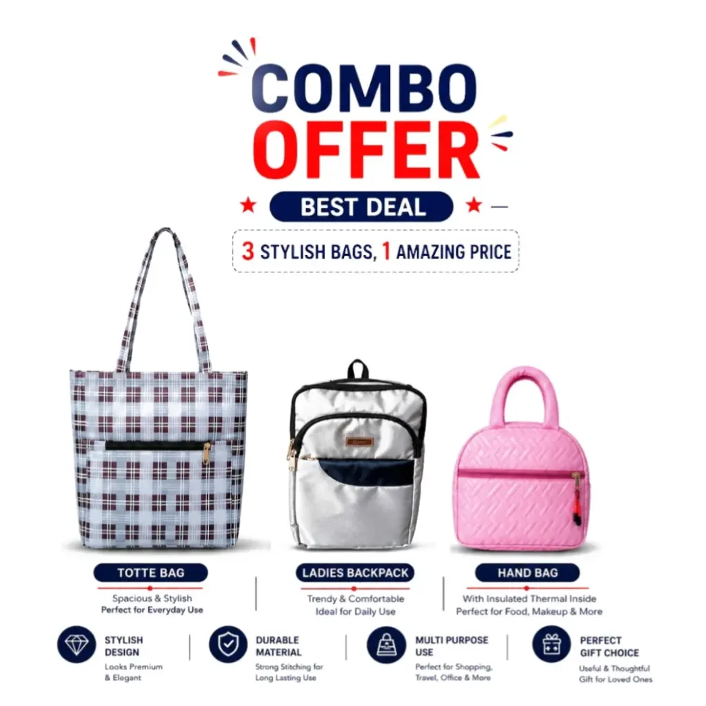 COMBO OFFER 3 STYLISH BAGS, 1 AMAZING PRICE