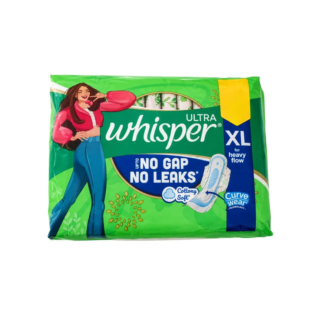 Whisper Ultra Upto No Gap No Leaks Sanitary Pads, 6 XL Pads